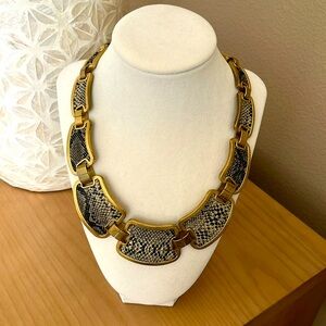 BCBGMavAzria Snake Print Gold Tone Necklace